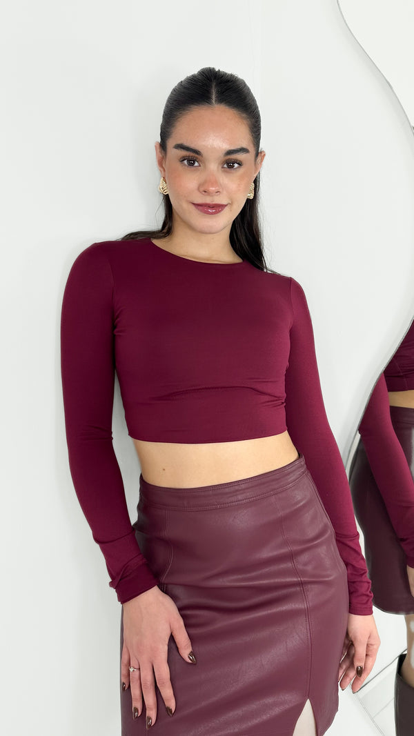 TOP CROPPED DOBLE TELA BURGUNDY