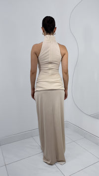 THE RIVER SAND DRESS - VESTIDO LARGO EFECTO LAZO HALTER ARENA