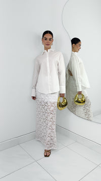 MAXI FALDA ENCAJE CON SHORT INCLUIDO BLANCA