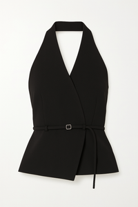 TOP HALTER CRUZADO CON CINTO NEGRO