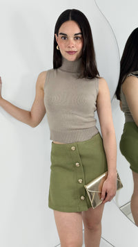 FALDA RECTA BOTONES DORADOS OLIVE