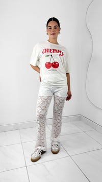 PANTALÓN TIRO ALTO ENCAJE BLANCO