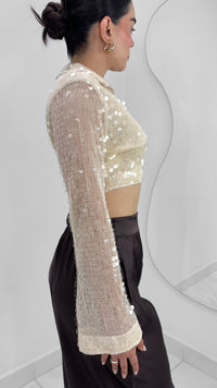 BLUSA MANGA LARGA IVORY SEQUIN