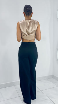 PANTALÓN FORMAL TIRO ALTO WIDE LEG NEGRO