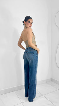 TOP HALTER CON BOTONES Y ESPALDA DESCUBIERTA MOCHA