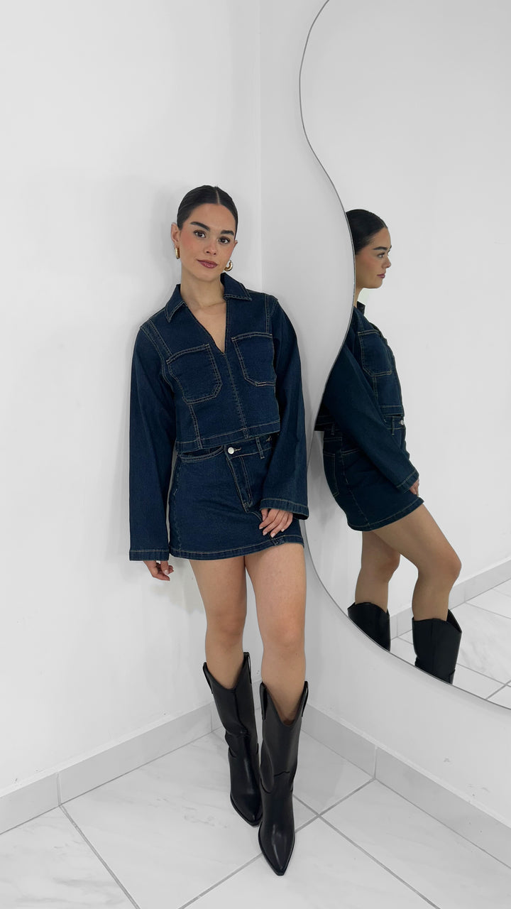 FALDA ASIMÉTRICA DENIM