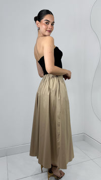 MAXI FALDA FRESH SUMMER LISA TIRO ALTO KHAKI