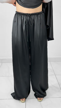 PANTALÓN ANCHO DE SATÍN NEGRO