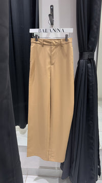 PANTALÓN RECTO TIRO ALTO WIDE LEG TAUPE