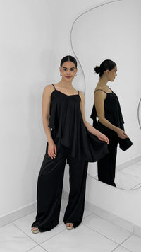 PANTALÓN ANCHO DE SATÍN NEGRO