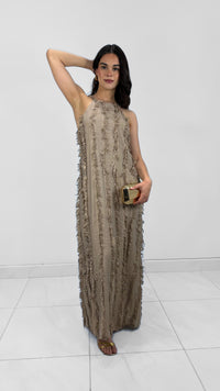 THE MOCHA DRESS - VESTIDO LARGO MOCHA CON EFECTO