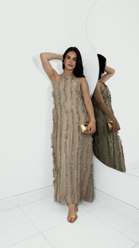 THE MOCHA DRESS - VESTIDO LARGO MOCHA CON EFECTO