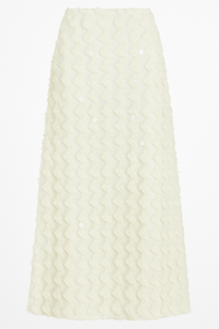 FALDA MAXI BLANCO MARFIL DETALLE LENTEJUELA