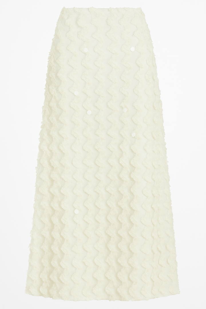 FALDA MAXI BLANCO MARFIL DETALLE LENTEJUELA