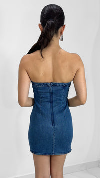VESTIDO DENIM CORTO CON REMACHES