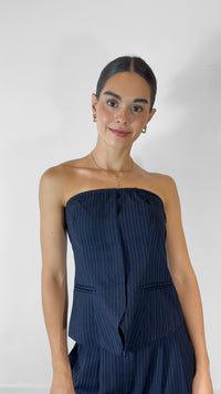 BLUSA STRAPPLE NAVY DE RAYAS (SET)