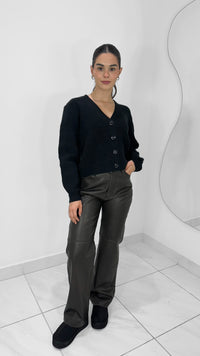 CARDIGAN TEJIDO CON BOTONES MANGA LARGA NEGRO