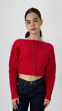 TOP SUÉTER OFF SHOULDER ROJO