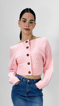TOP SUÉTER OFF SHOULDER ROSA