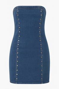 VESTIDO DENIM CORTO CON REMACHES
