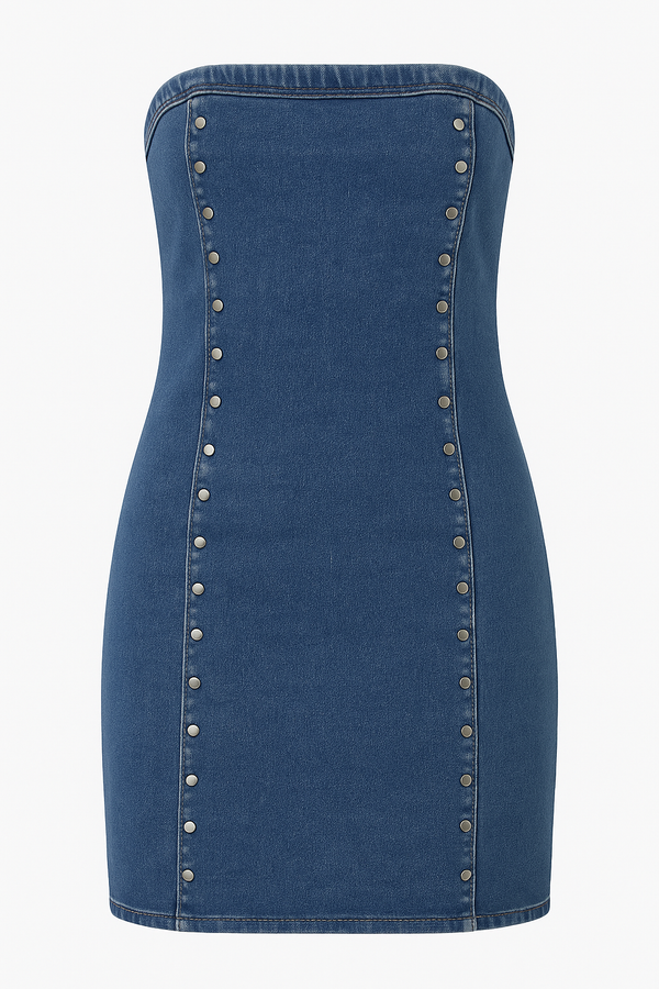 VESTIDO DENIM CORTO CON REMACHES
