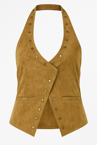 TOP HALTER SUEDE CAFE CON REMACHES