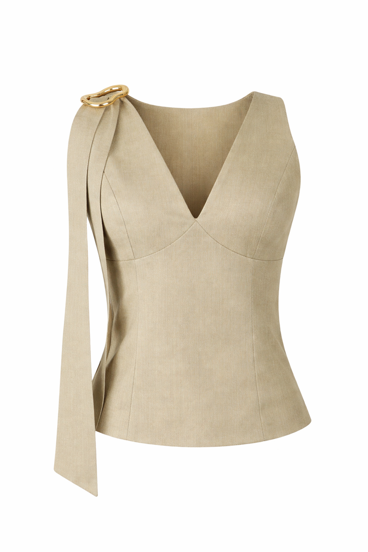 TOP FORMAL ESCOTE V KHAKI (SET)