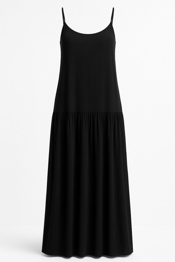 VESTIDO TIRANTES LARGO SUELTO NEGRO