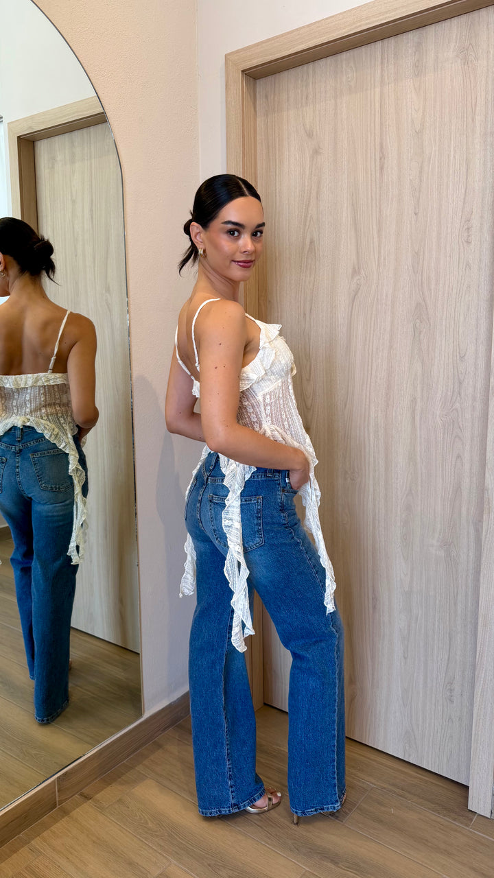 TOP BOHO ENCAJE BLANCO HUESO