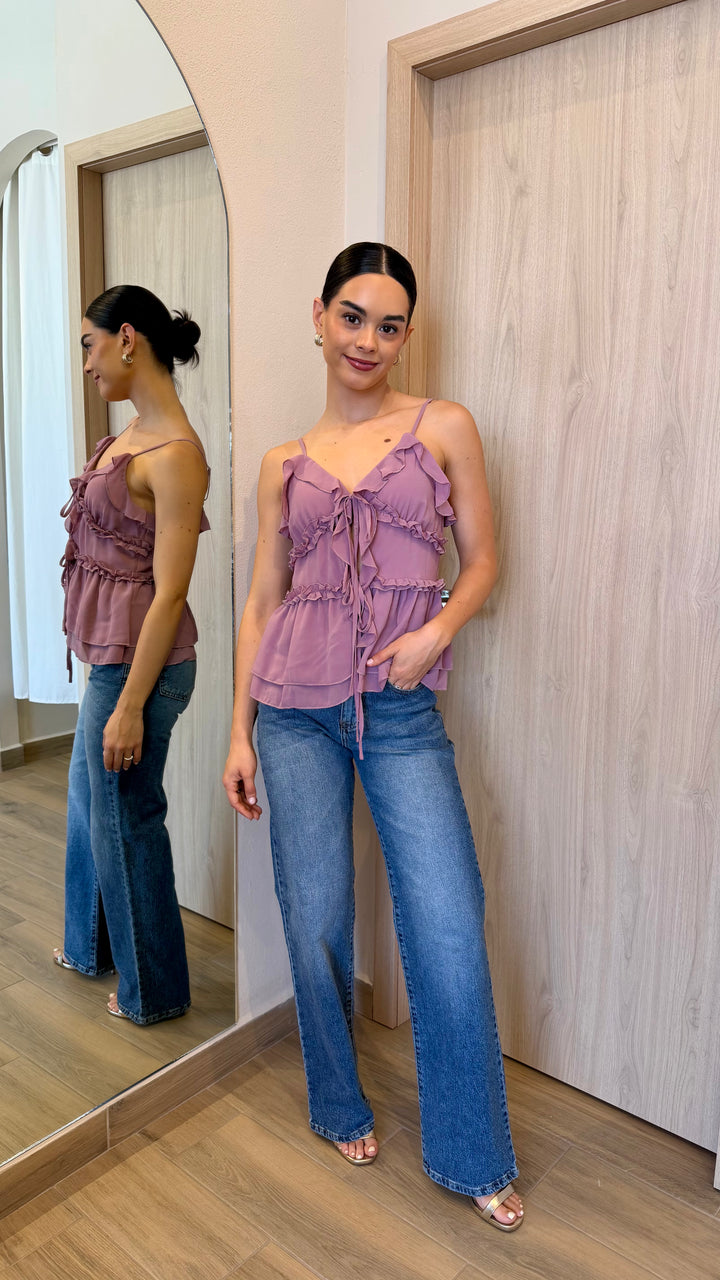 BLUSA HALTER BOHO ROSA
