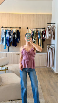 BLUSA HALTER BOHO ROSA