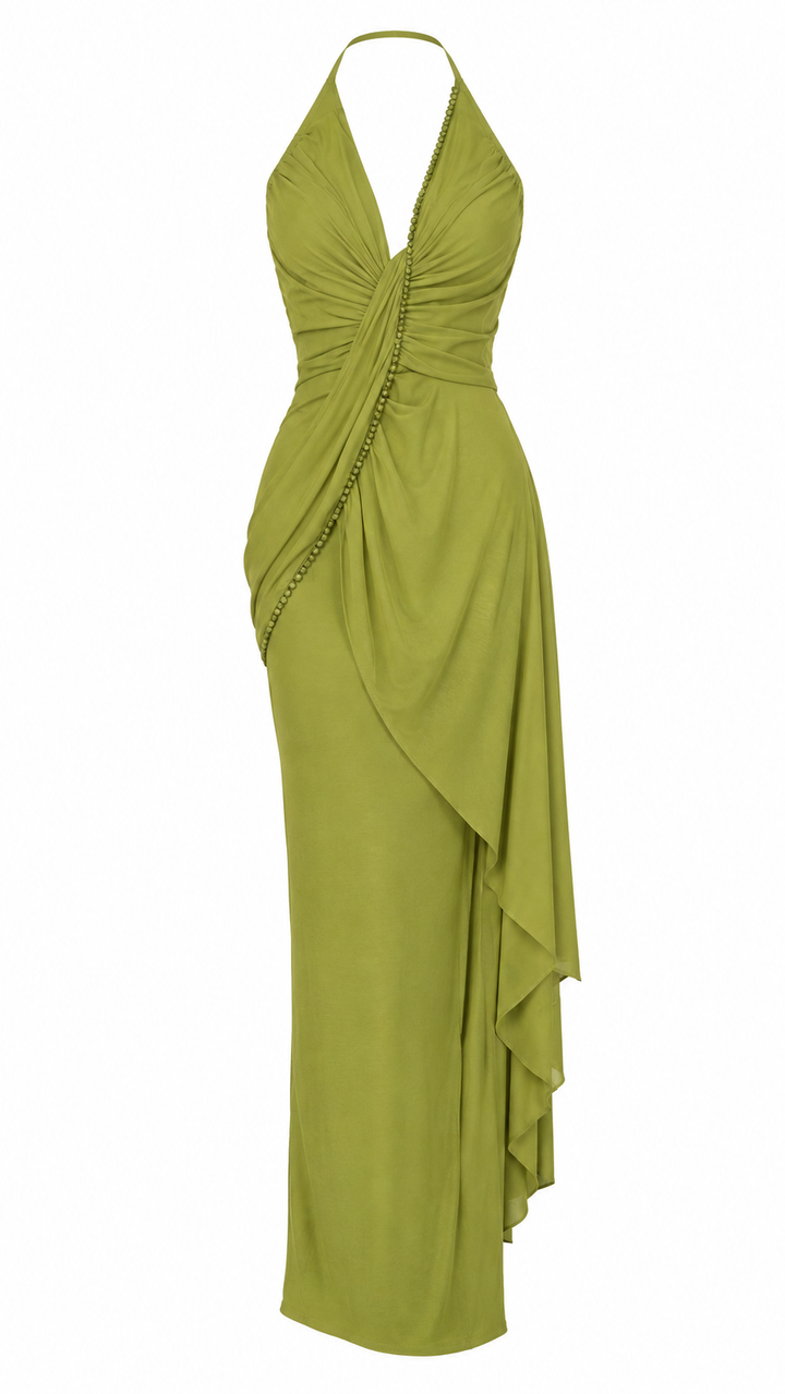 VESTIDO LARGO HALTER LIMÓN