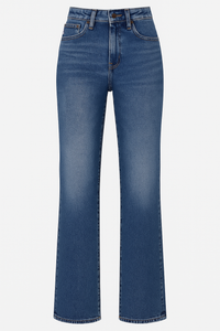 DENIM BLUE WASHED MID WAISTED JEANS