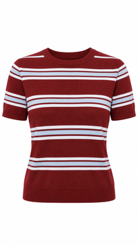 T-SHIRT STRIPPED KNITTED VINO CON BLANCO