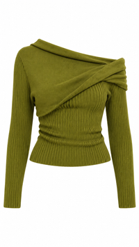 SUÉTER OFF SHOULDER VERDE OLIVO