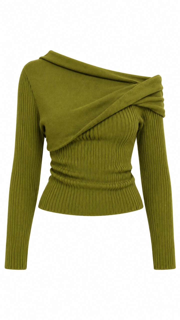 SUÉTER OFF SHOULDER VERDE OLIVO