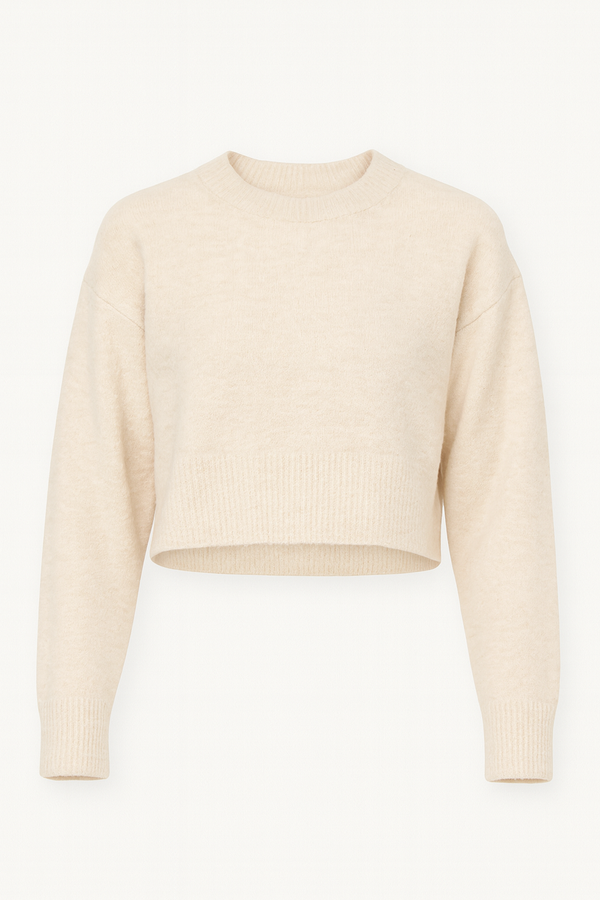 SUÉTER CORTO MANGA LARGA CREMA
