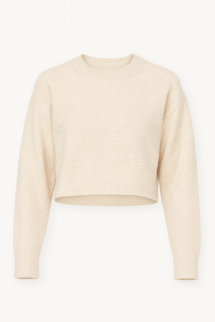 SUÉTER CORTO MANGA LARGA CREMA