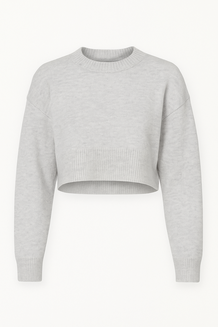 SUÉTER CORTO MANGA LARGA GRIS