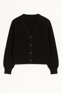 CARDIGAN TEJIDO CON BOTONES MANGA LARGA NEGRO