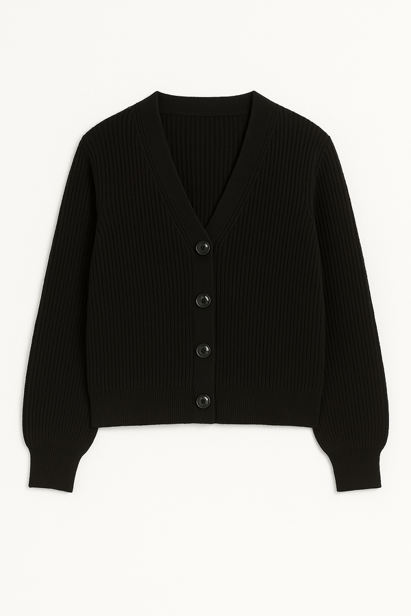 CARDIGAN TEJIDO CON BOTONES MANGA LARGA NEGRO