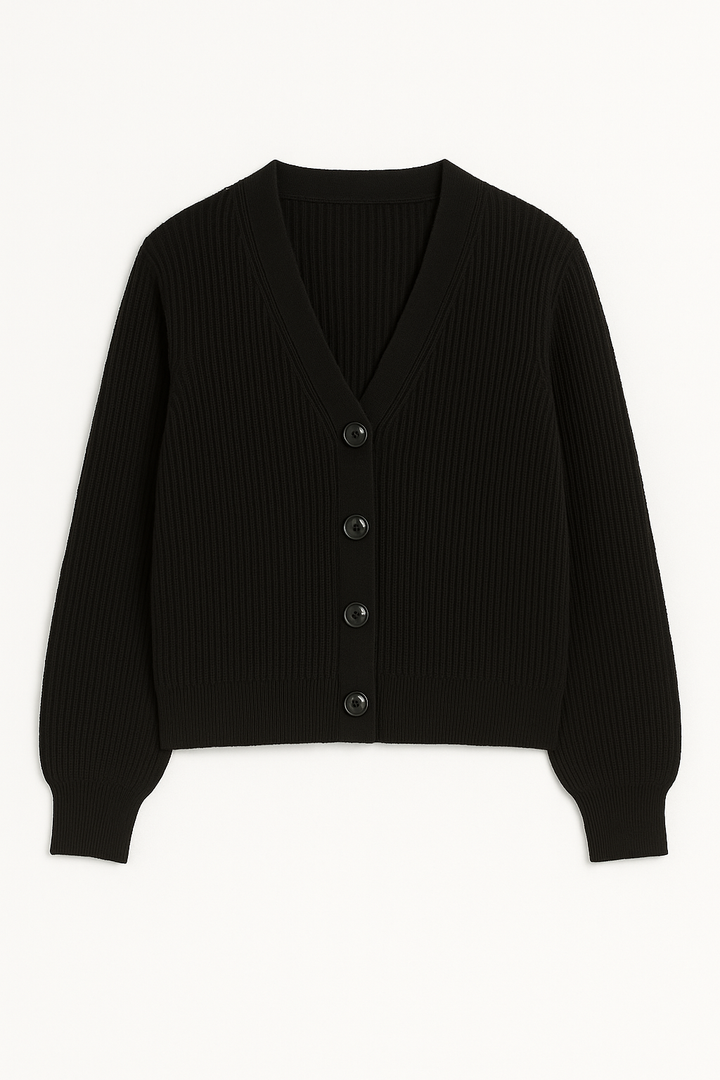 CARDIGAN TEJIDO CON BOTONES MANGA LARGA NEGRO