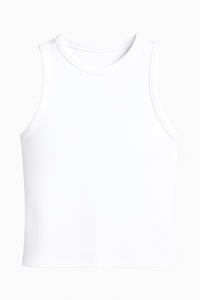 TOP CANELE SIN MANGAS Y CUELLO REDONDO BLANCO