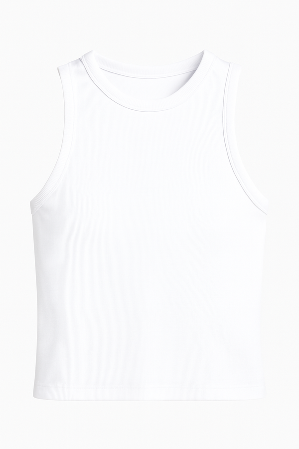 TOP CANELE SIN MANGAS Y CUELLO REDONDO BLANCO