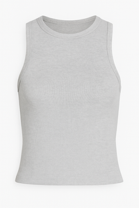 TOP CANELE SIN MANGAS Y CUELLO REDONDO GRIS