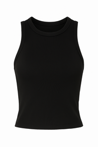 TOP CANELE SIN MANGAS Y CUELLO REDONDO NEGRO