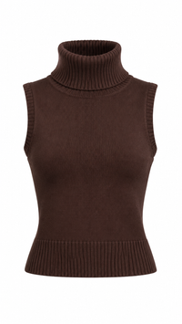 BLUSA CUELLO ALTO DE PUNTO CAFÉ