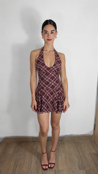 VESTIDO BLAIR DE CUADROS CAFÉ