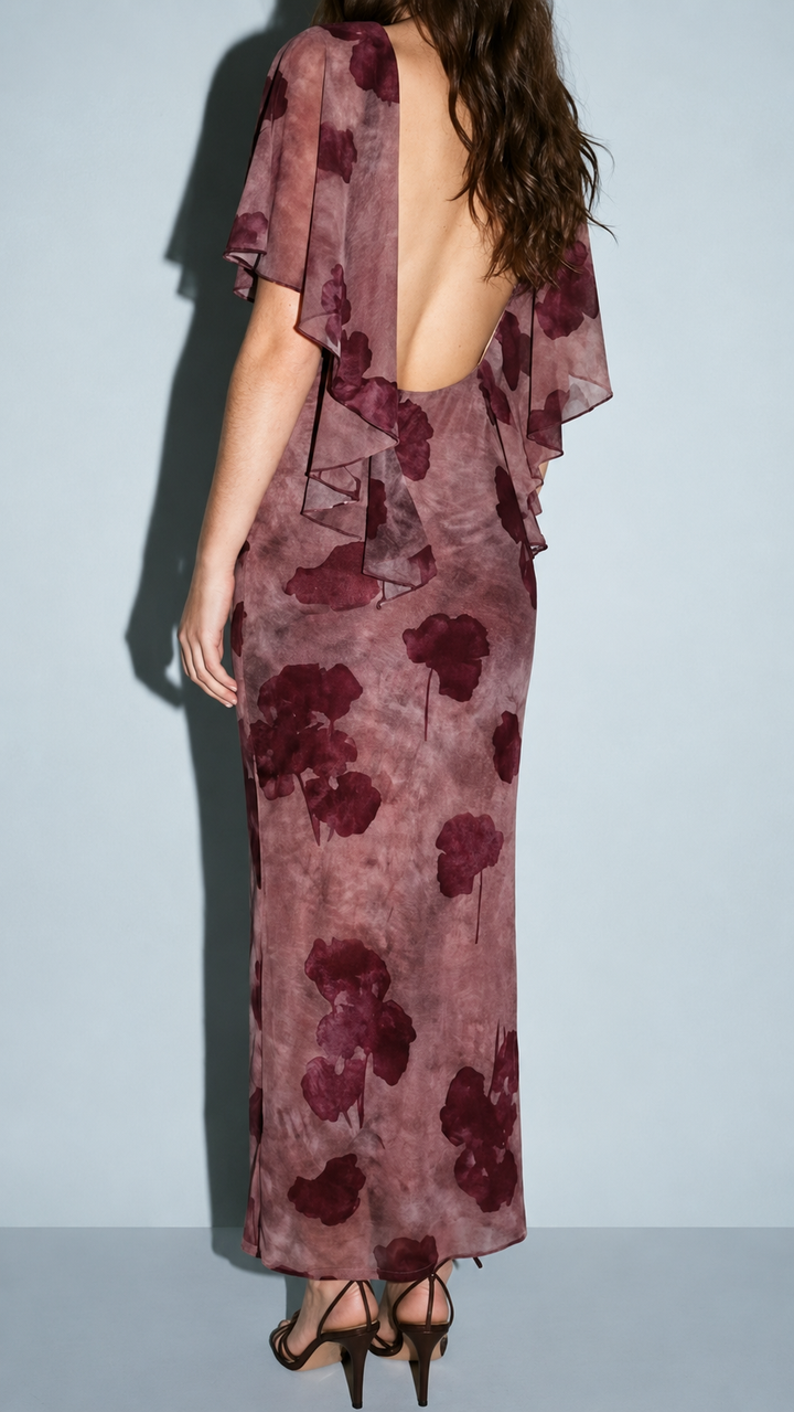 VESTIDO MAXI CON ESPALDA ABIERTA ROSA