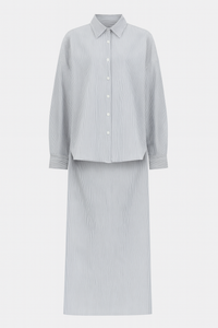 CONJUNTO CAMISA OVERSIZED & MAXI FALDA AZUL